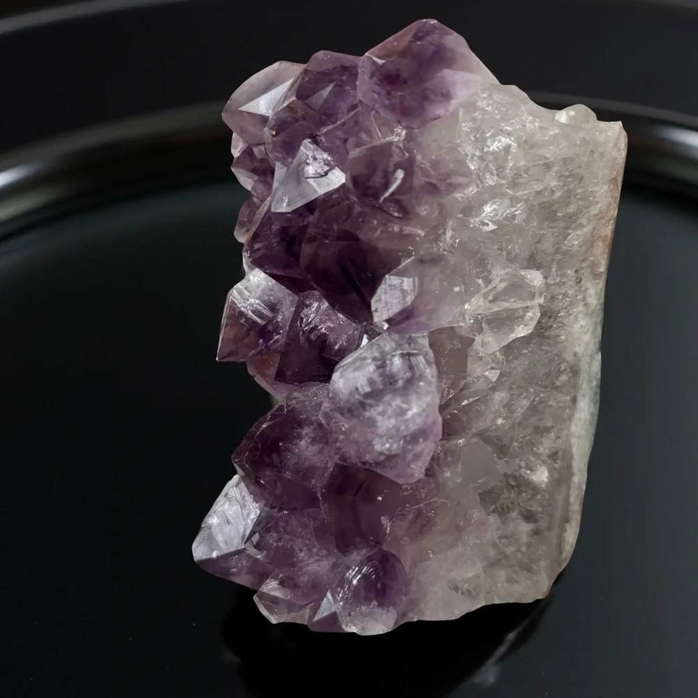 Amethyst Crystal Cluster on Stand - Mounted Raw Purple Crystalline Specimen